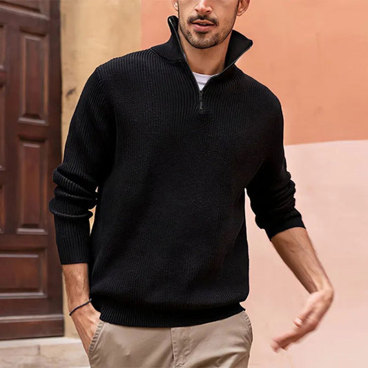 Jersey con cremallera para hombre, ideal para días frescos de otoño e invierno, ofreciendo comodidad y calidez en un diseño moderno.